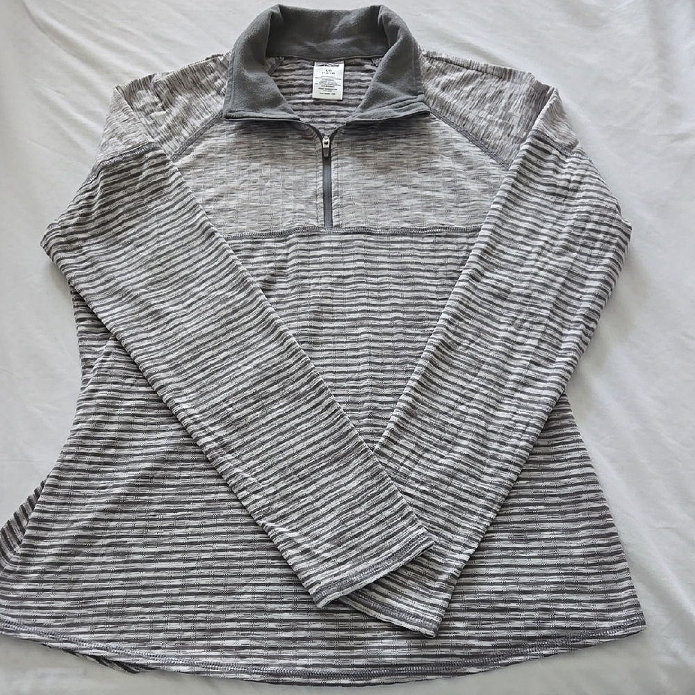 Avia Gray Striped Quarter-Zip Pullover